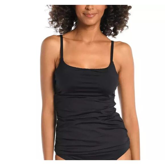 La Blanca Island Goddess Underwire Tankini Swimsuit Top Size 6 Black UPF 50+ - Picture 1 of 6